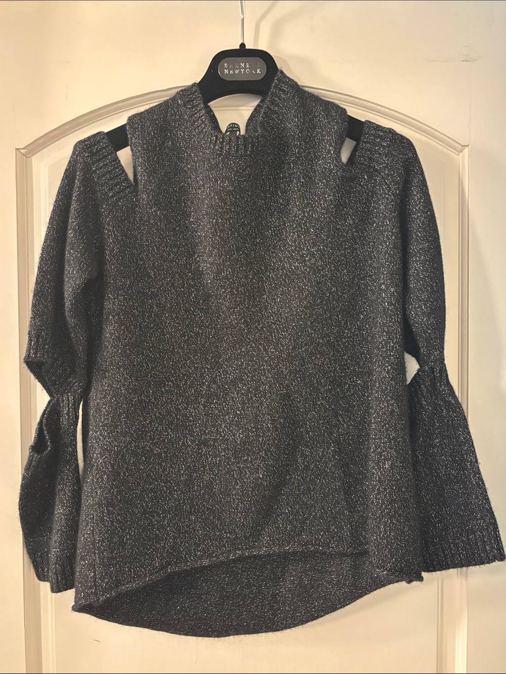 Generation Love Charcoal Metallic Crewneck Sweater with side cutouts.